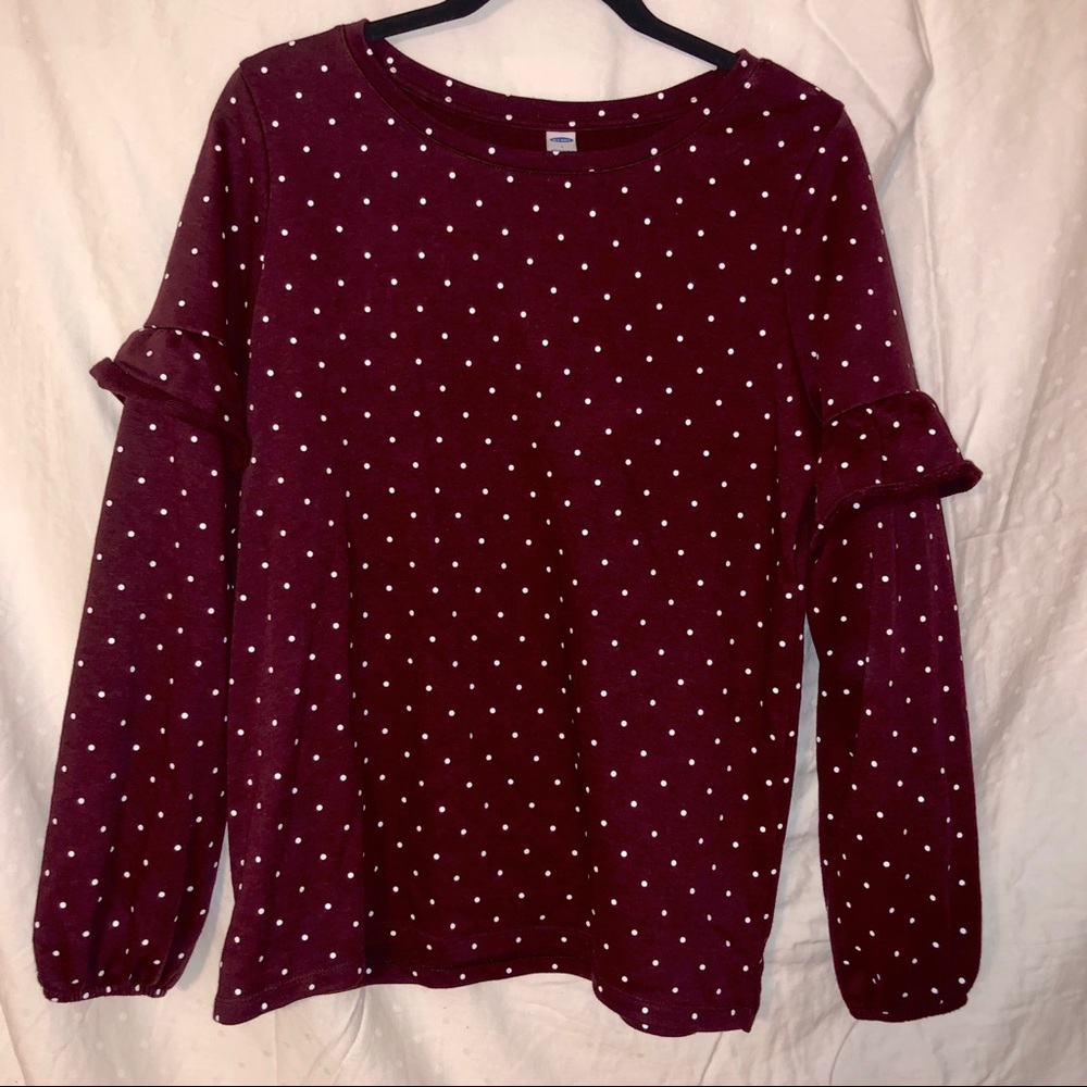 Old Navy burgundy and polka dot sweater